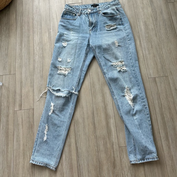 Ripped Straight Leg Jeans - Picture 1 of 3